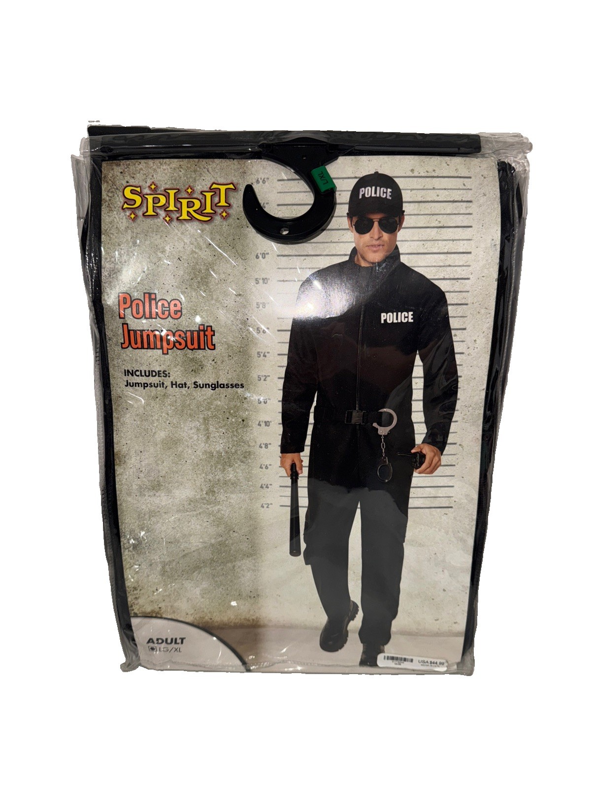 NEW IN PACKAGE Spirit Police Jumpsuit Costume with Belt and Sunglasses Size XL 