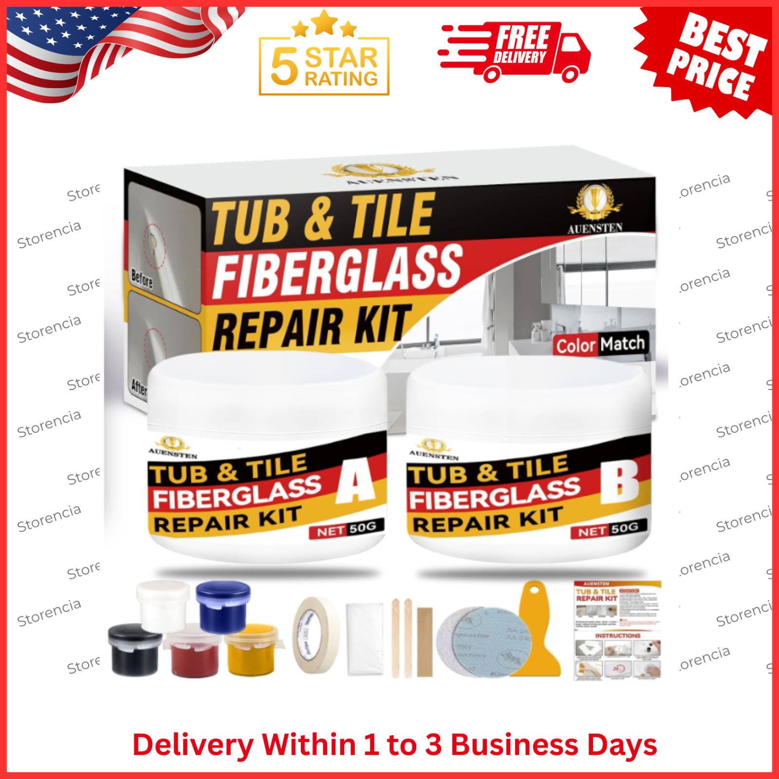 Bath Tub Repair Kit, Fiberglass Tile and Shower Repair Kit Porcelain Repair Kit,