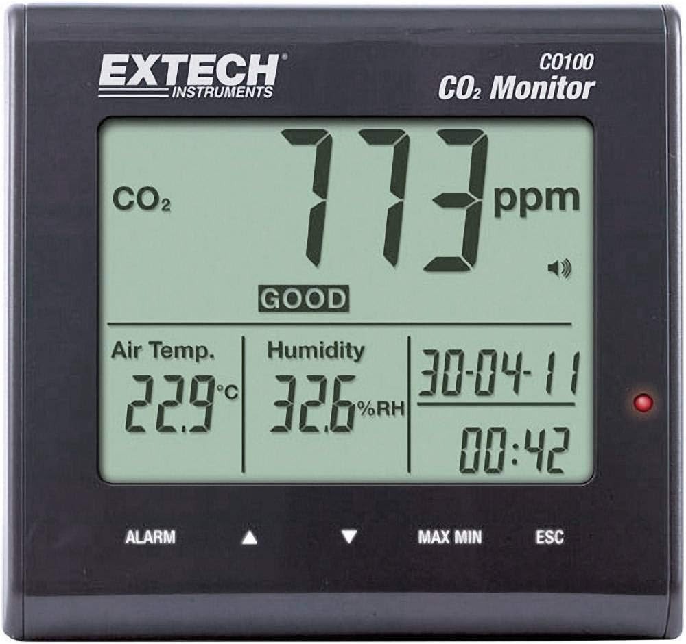 Extech CO100 Desktop Carbon Dioxide, Air Temperature, Humidity Monitor