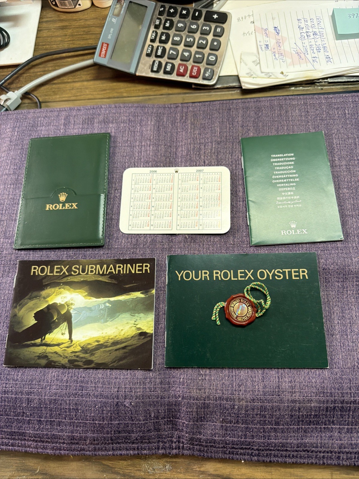Rolex 2006 Submariner Accessories Set.Booklets;paper hold;Tag;calendar English‼️