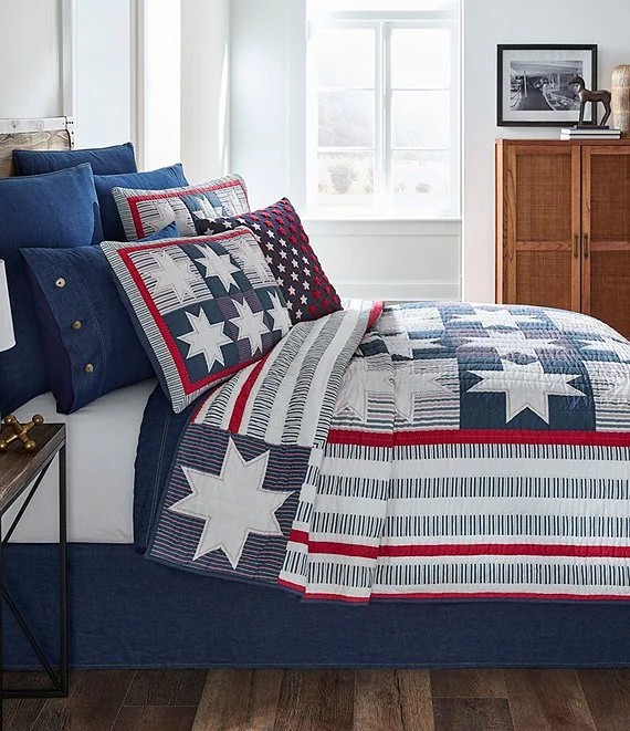 Cremieux Miller Patriotic Americana 100% Cotton King Quilt Mini Set - NWT
