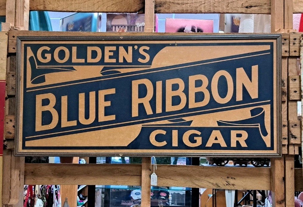 Antique 1910's Golden's Blue Ribbon Cigar ORIGINAL Cardboard Sign 16 Antique 1910's Golden's Blue Ribbon Cigar ORIGINAL Cardboard Sign 16
