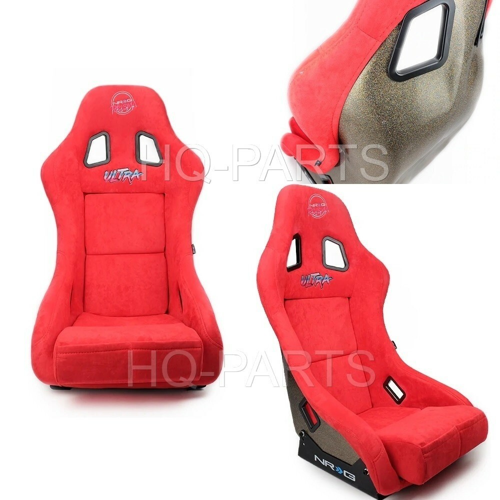 NRG PRISMA FIXED BACK BUCKET RACING SEAT FRP-303RD-ULTRA ALCANTARA RED MEDIUM