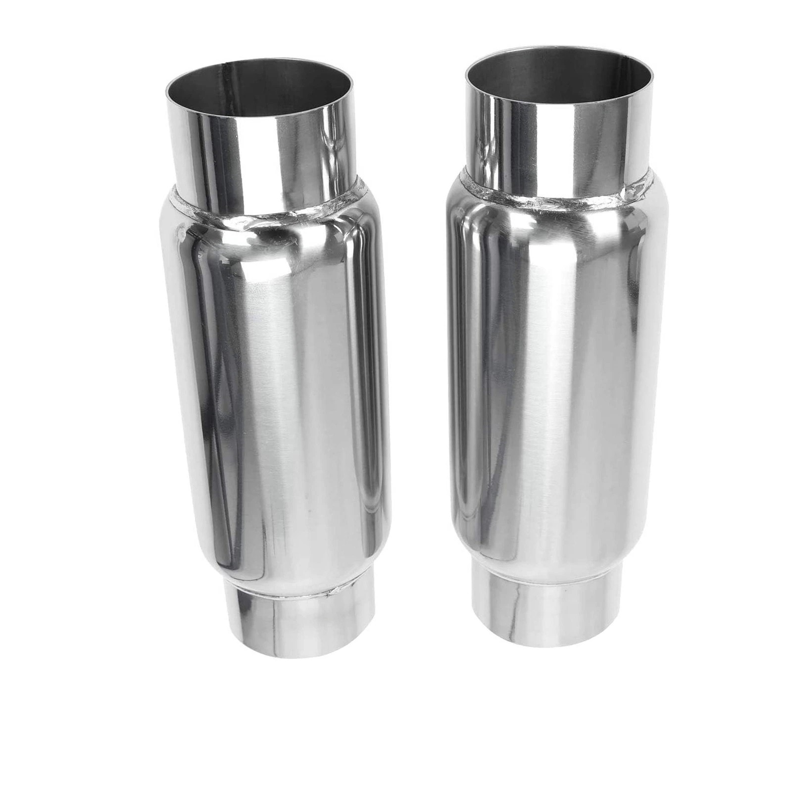 Universal Exhaust Muffler Resonator 3\'Inlet/3\'Outlet Single Stainless Steel 2pc
