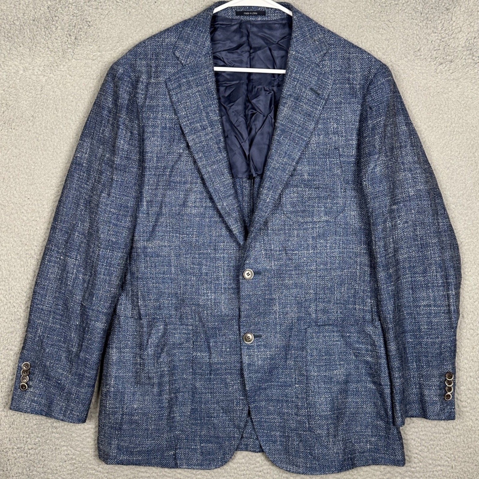 SuitSupply Blazer Men 46R Hudson HL Int. Blue Ethomas Wool Silk Linen Sport Coat
