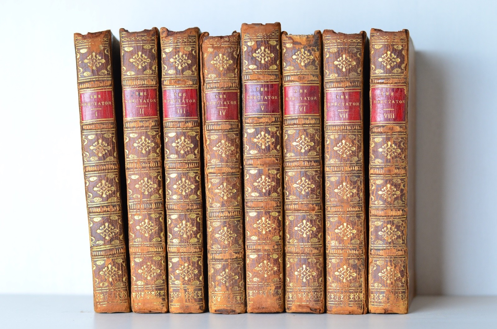 Antique Leather Bound Complete The Spectator by Joseph Addison 1713-1753 - 8 Vol