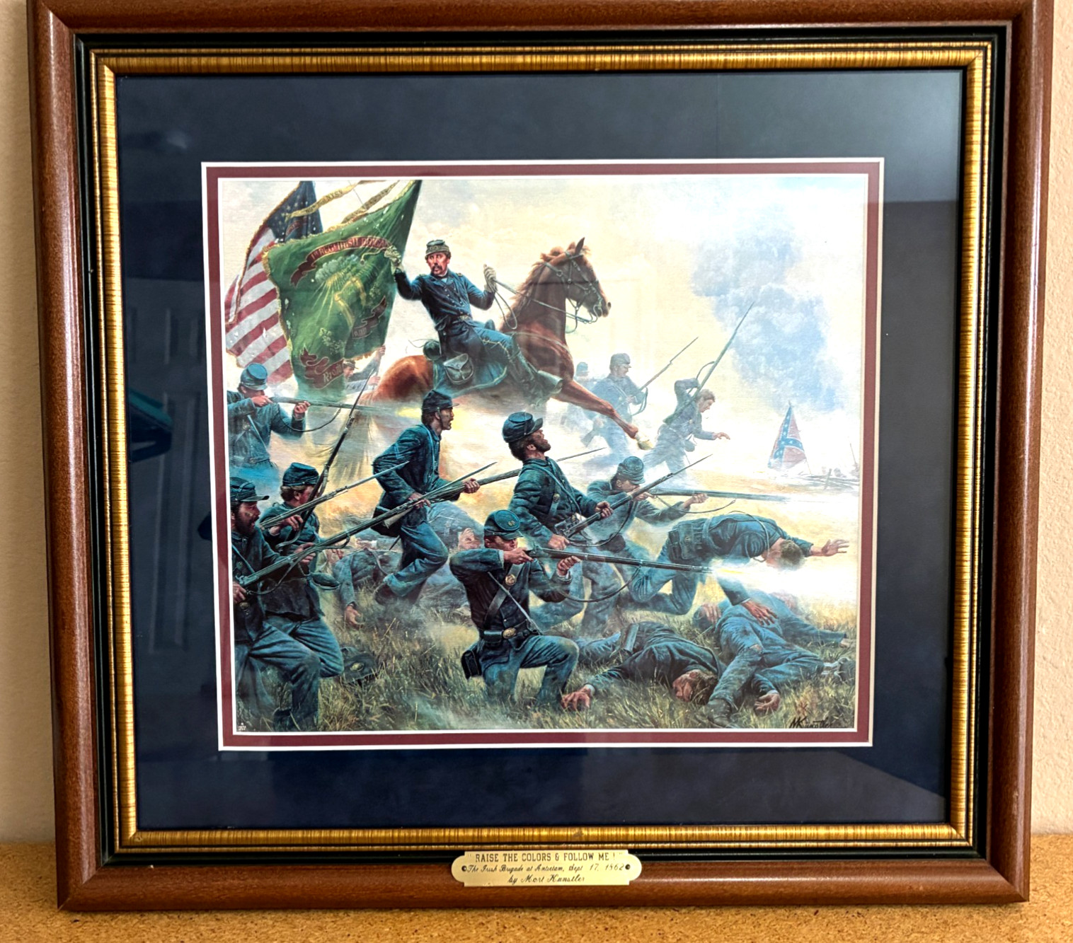 Civil War Raise the Colors and Follow Me Mort Kunstler Framed Plated Print 16x18