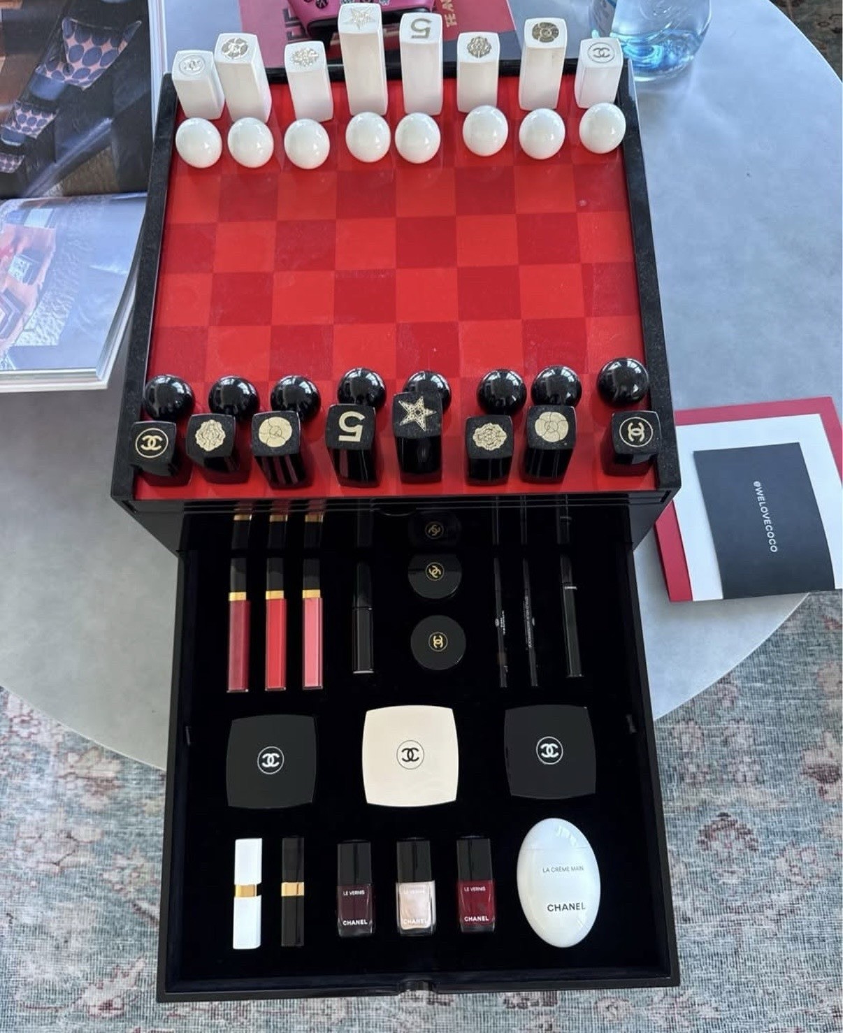 Chanel Red and Black Lacquered Chess, Checkers and Backgammon Set Chanel Red and Black Lacquered Chess, Checkers and Backgammon Set