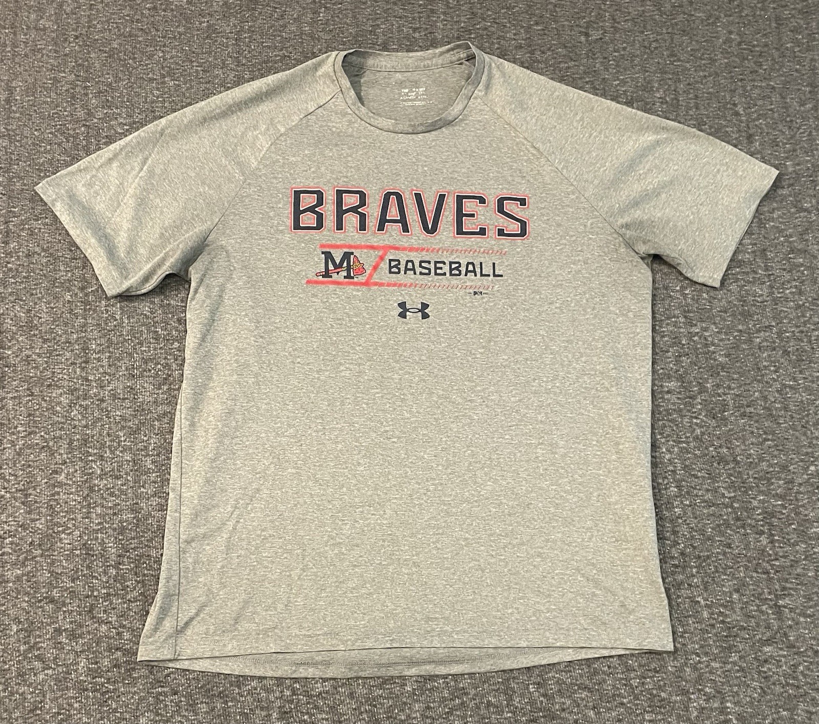 Under Armour Mississippi Braves Baseball Gray T-Shirt Atlanta Braves Medium