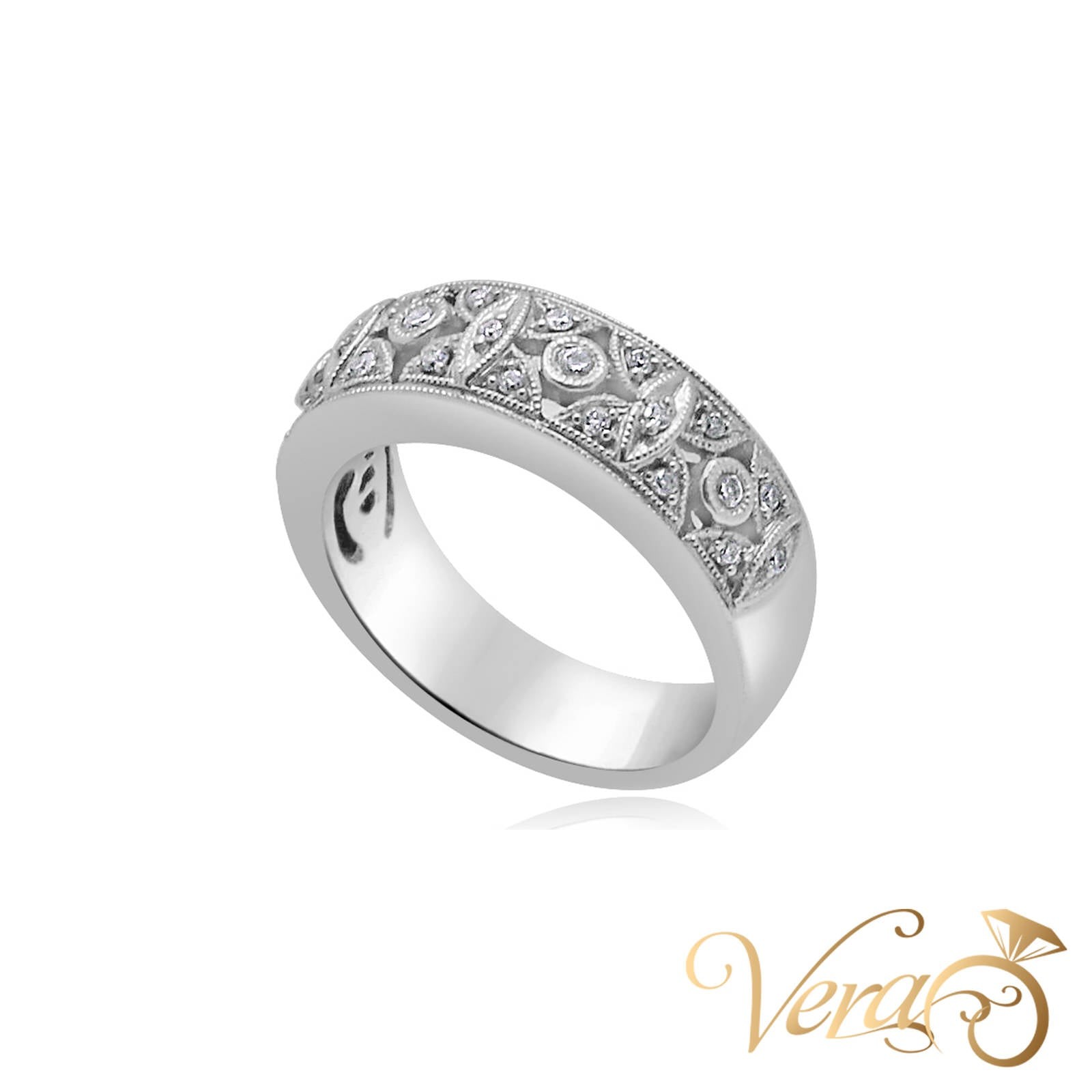 18K WG Diamond Band Ring 0.20 ct NAT, Size 6, 7.4g
