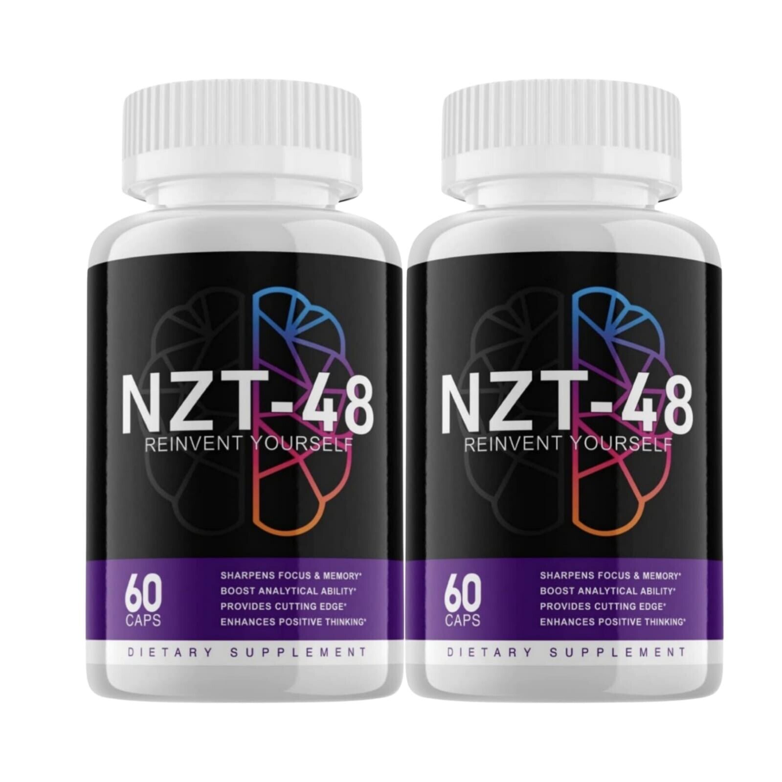 2-Pack NZT-48 Brain Booster, Focus, Memory, Function, Clarity- 120 Capsules