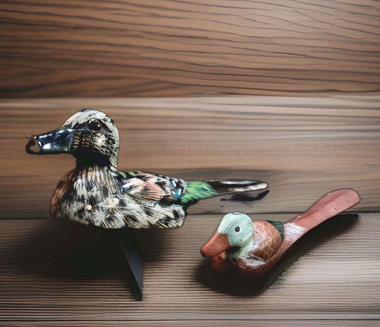 Vintage Hand Painted Wooden Mallard Duck Desk Set Clothes Brush & Letter Opener Vintage Hand Painted Wooden Mallard Duck Desk Set Clothes Brush & Letter Opener