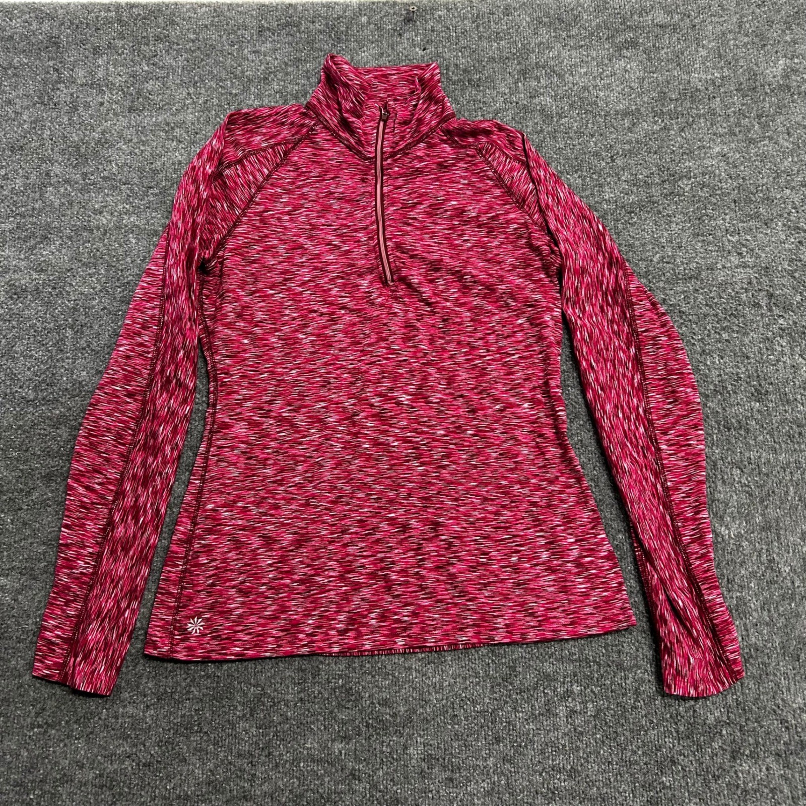 Athleta Pullover Womens Size M Pink Space Dye Quarter Zip Athletic Thumbholes