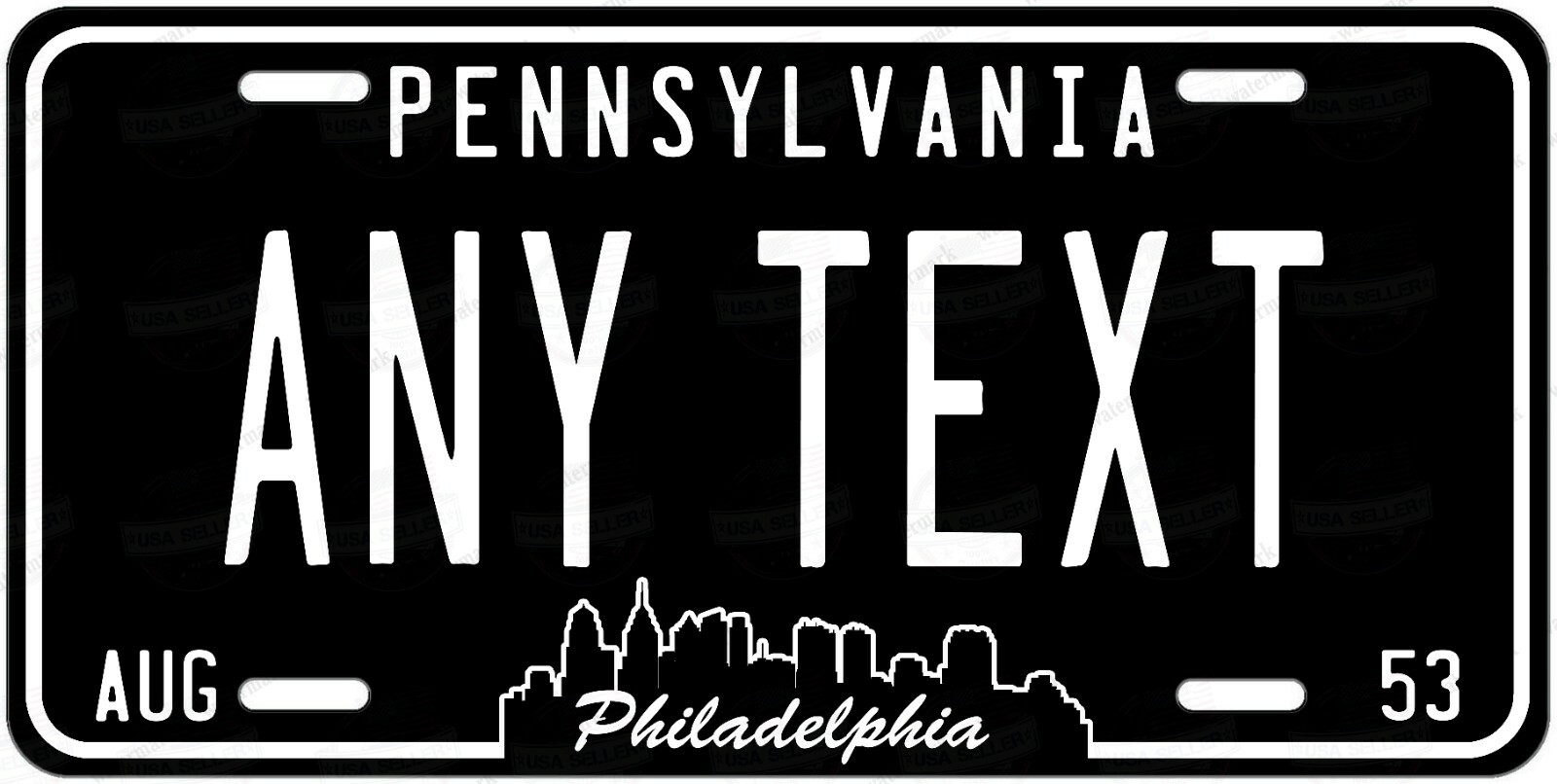 Philadelphia Pennsylvania Black Skyline License Plate Tag For Auto ATV Bike 