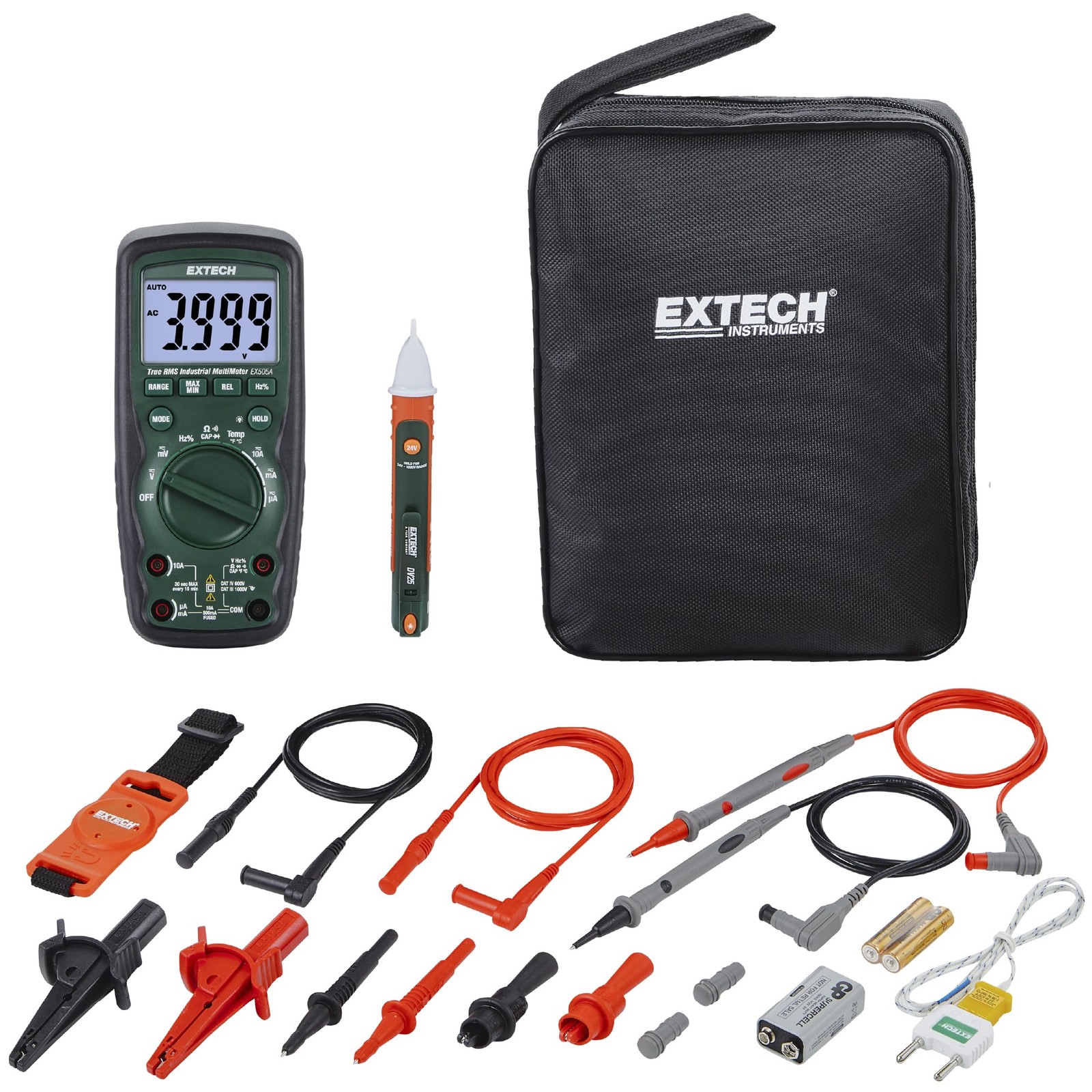 Extech EX505A-K Heavy Duty Industrial Multimeter Kit, CAT IV 600V Multicolor Extech EX505A-K Heavy Duty Industrial Multimeter Kit, CAT IV 600V Multicolor