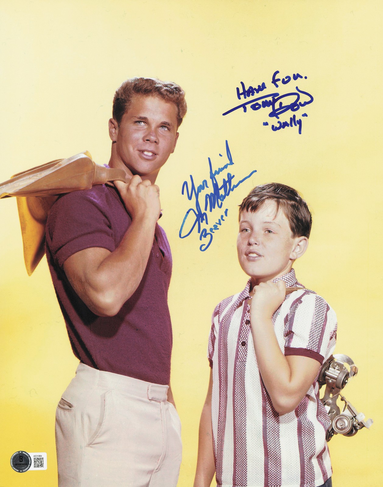 Jerry Mathers & Tony Dow Signed 11x14 Photo Leave It To Beaver Beckett BAS