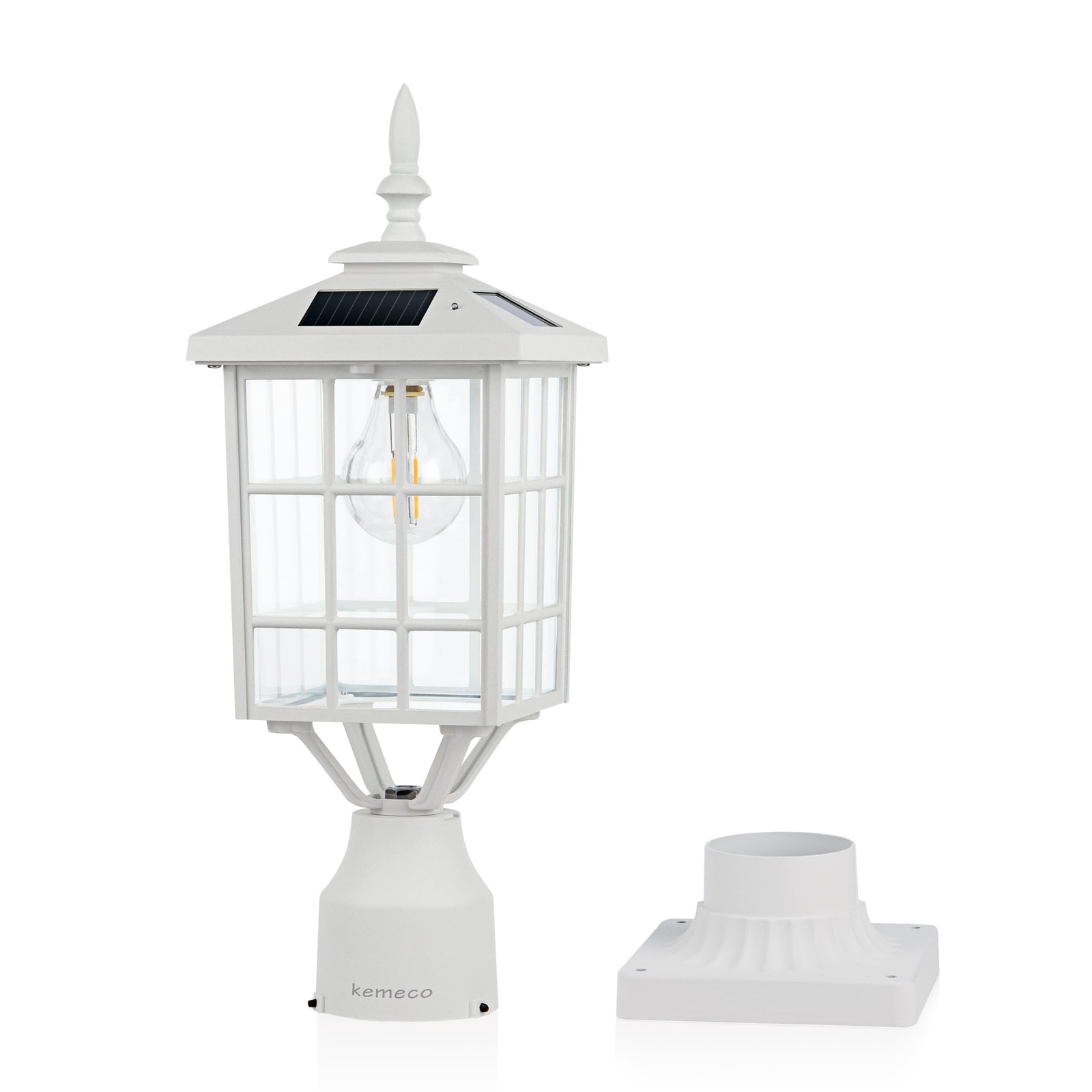 Kemeco St4224Q-W Solar Post Light Outdoor Led Squared Frame Fixture 3 Pier Kemeco St4224Q-W Solar Post Light Outdoor Led Squared Frame Fixture 3 Pier