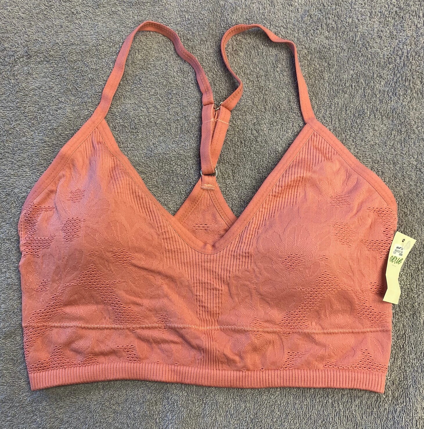 Aerie Seamless Jacquard Padded Longline Bralette -- CORAL Med Aerie Seamless Jacquard Padded Longline Bralette -- CORAL Med