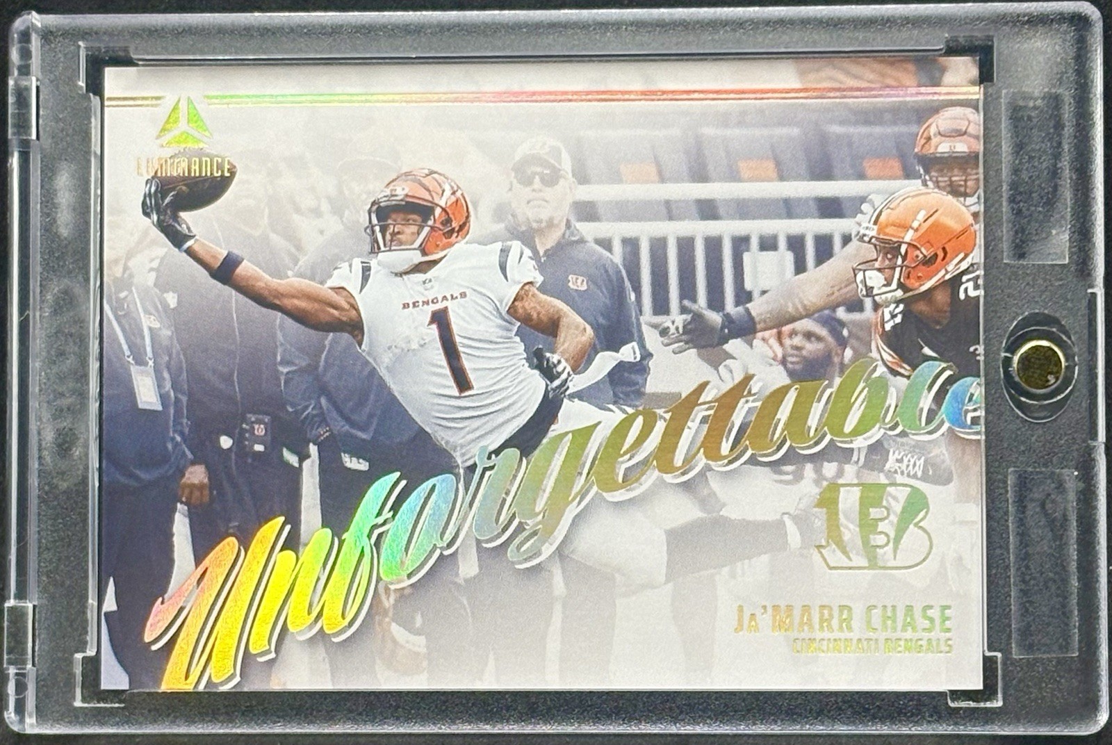 JA'MARR CHASE WHITE GOLD HOLO FOIL REFRACTOR CARD PANINI BENGALS MINT JA'MARR CHASE WHITE GOLD HOLO FOIL REFRACTOR CARD PANINI BENGALS MINT