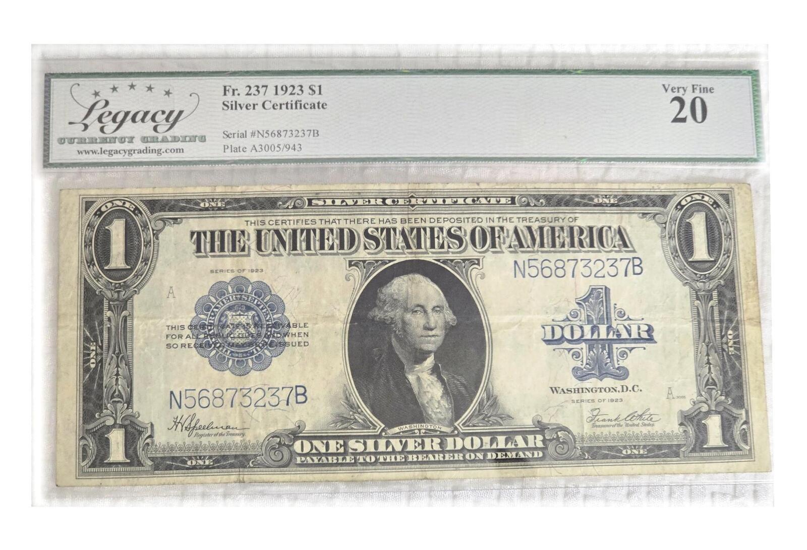 1923 One Dollar Silver Certificate Fr 237 Horse Blanket Blue Seal 1923 One Dollar Silver Certificate Fr 237 Horse Blanket Blue Seal