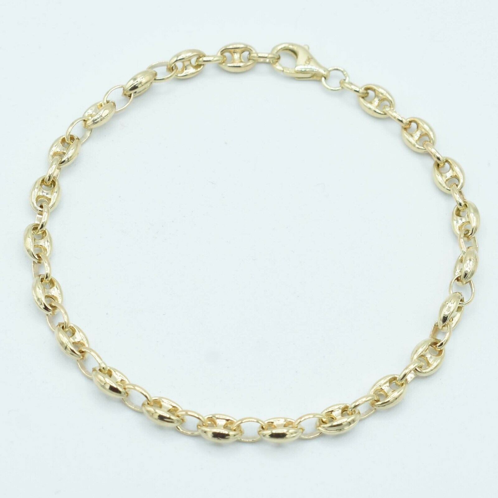 5mm Puffed Mariner Anchor Link Chain Bracelet Real 10K Yellow Gold All Sizes 5mm Puffed Mariner Anchor Link Chain Bracelet Real 10K Yellow Gold All Sizes