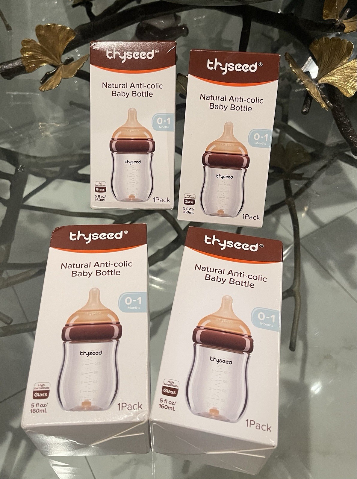 4 pack thyseed Anti-Colic Glass Baby Bottles 5oz Wide Neck Extra Slow Flow 4 pack thyseed Anti-Colic Glass Baby Bottles 5oz Wide Neck Extra Slow Flow