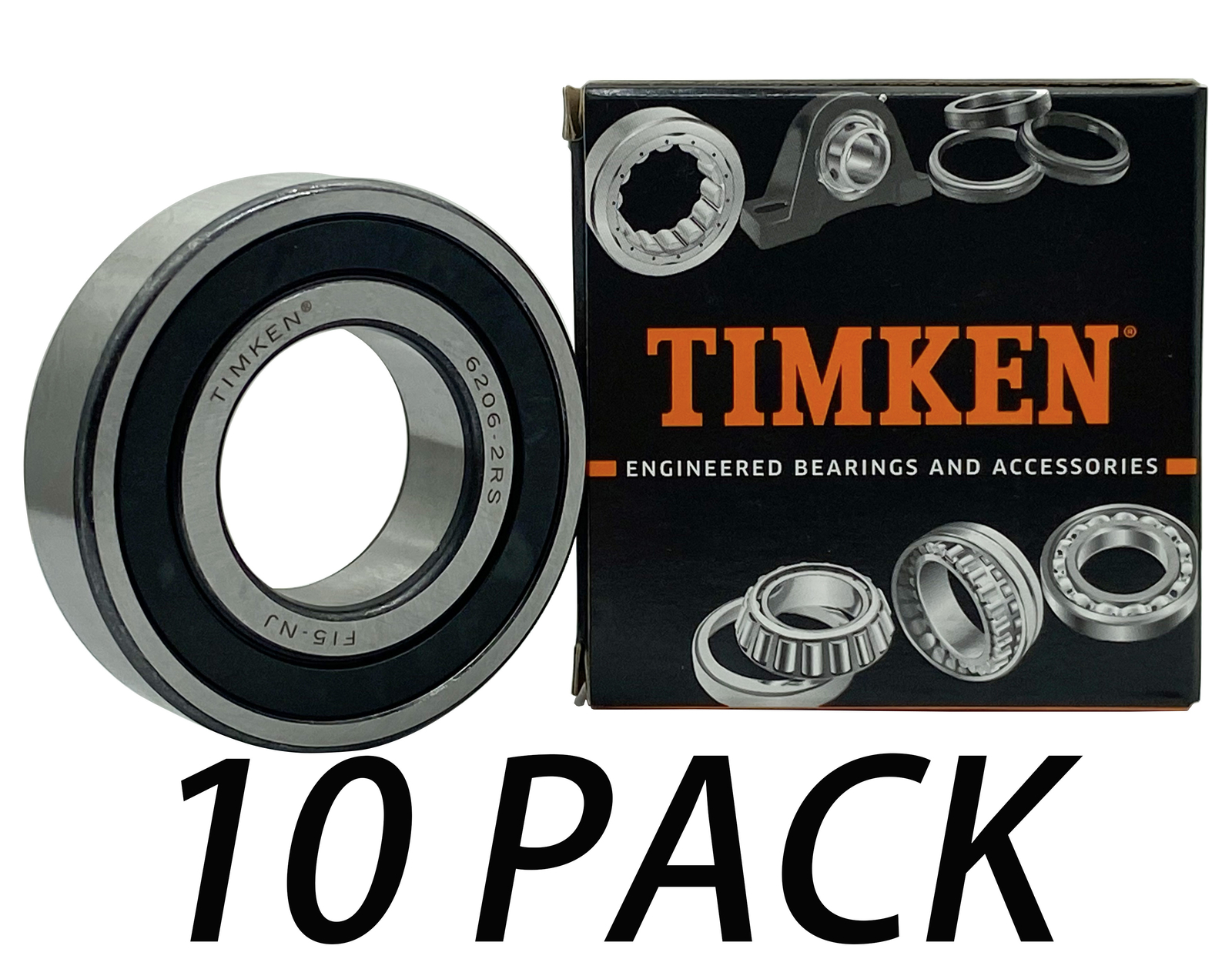 10PACK TIMKEN 6206-2RS 30X62X16MM Double Rubber Seal Bearings USA Brand 6206RS