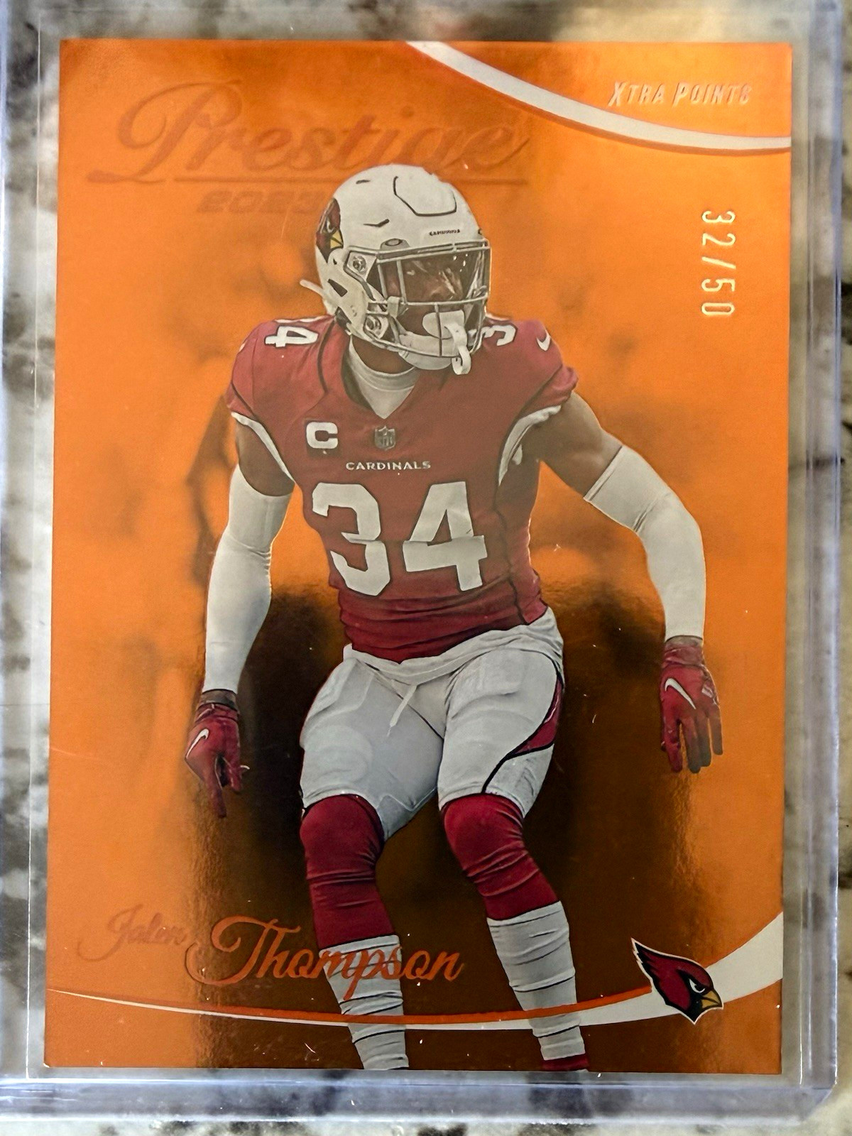 Panini 2023 Prestige Jalen Thompson Xtra Points Orange #7 32/50 Cardinals Panini 2023 Prestige Jalen Thompson Xtra Points Orange #7 32/50 Cardinals