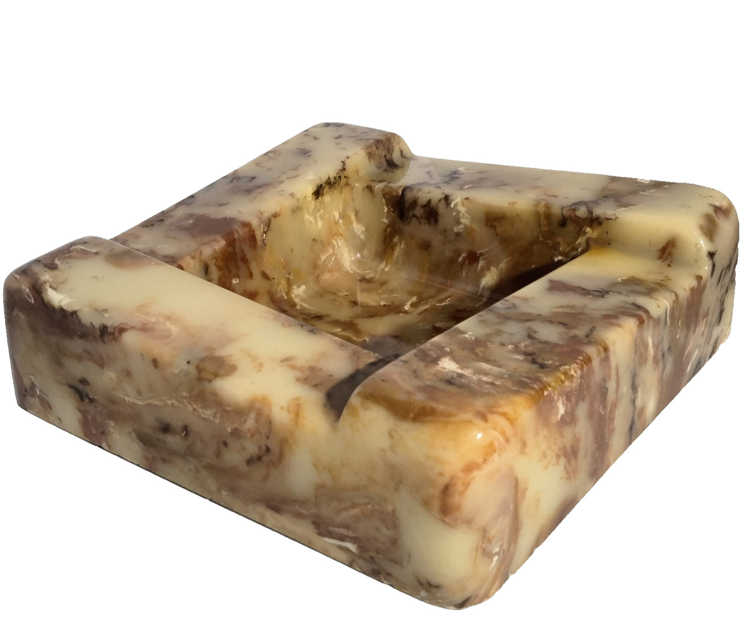 Vtg 1978 Sunlight Industries Ultra-Stone Cigar Ashtray Faux Marble Onyx Resin