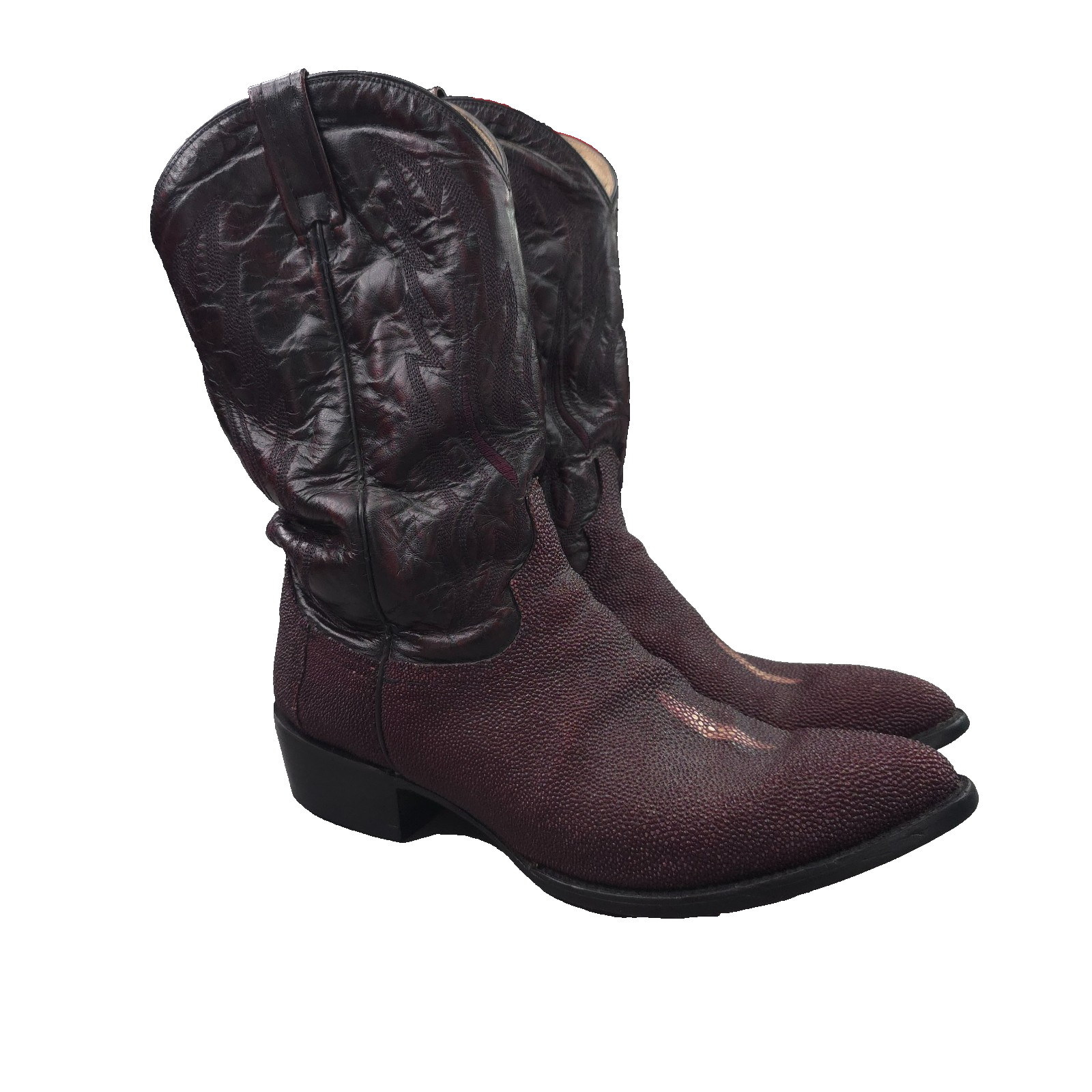 Vintage Dan Post Boots Mens Size 12D Red Exotic Stingray Western Cowboy DP4033