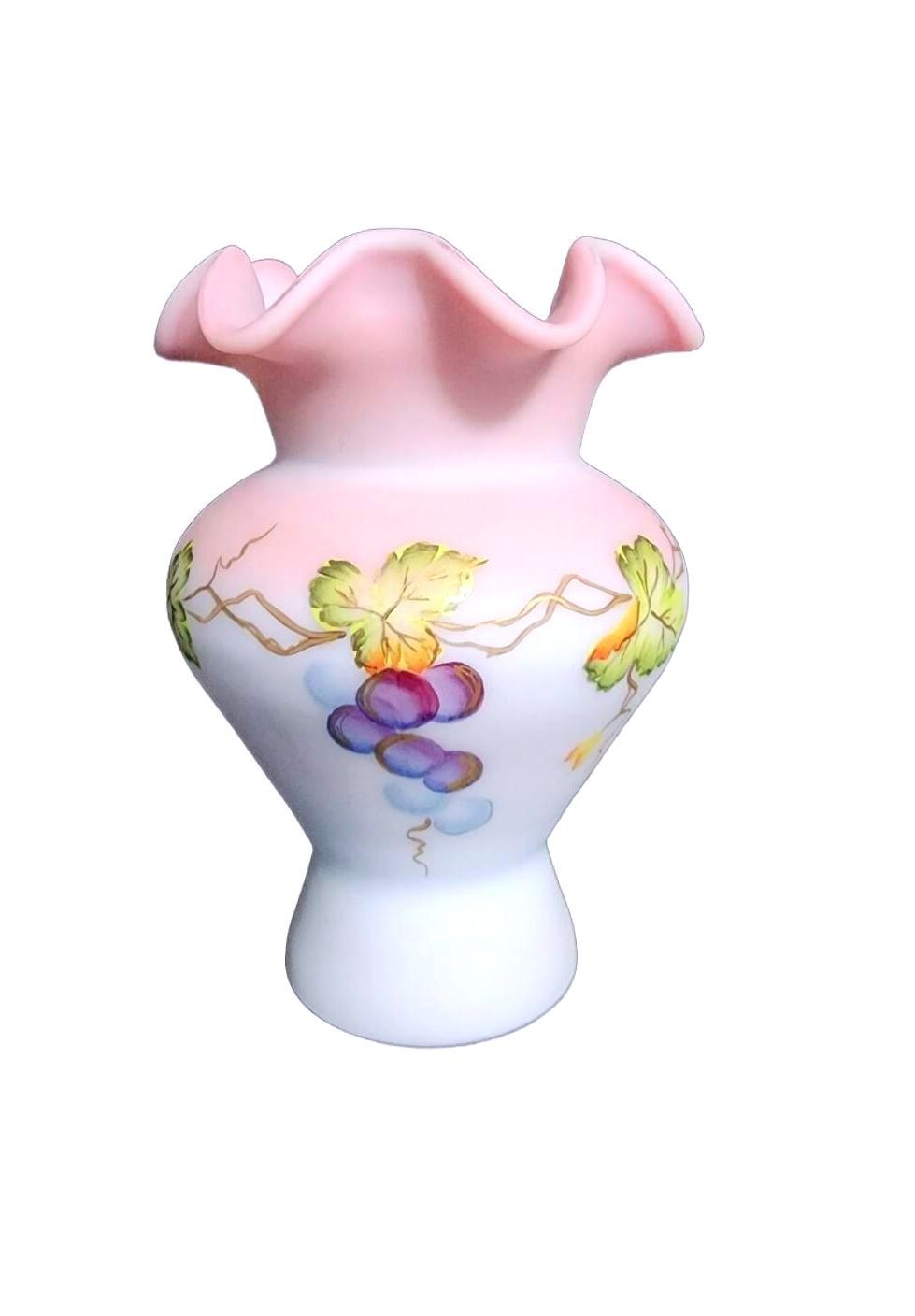 Fenton 100th Anniversary Burmuse Vase with Grape Design, Limited 1207/1950 Fenton 100th Anniversary Burmuse Vase with Grape Design, Limited 1207/1950