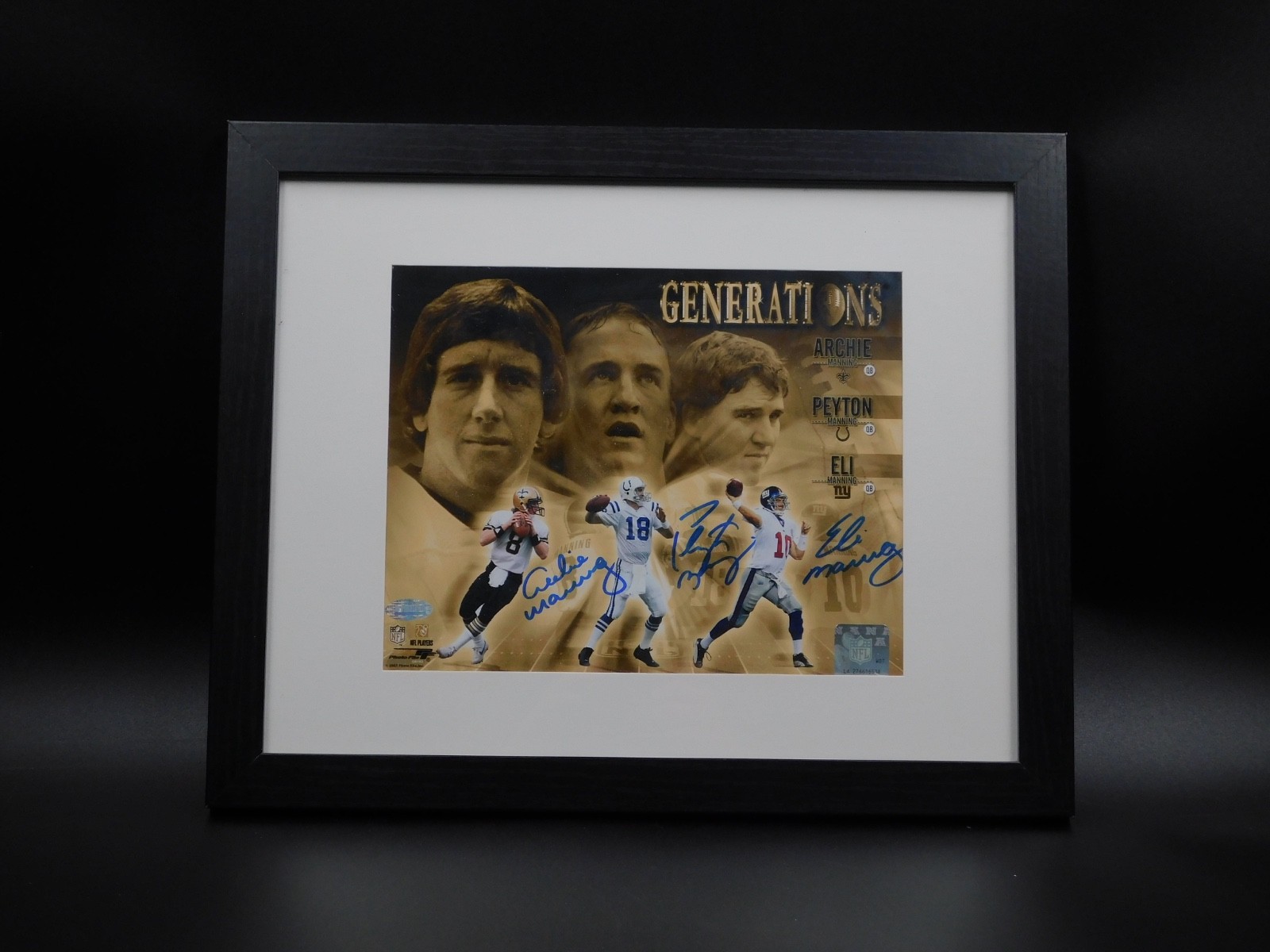 Peyton Manning, Arch, and Eli Signed Framed 8x10 Photo JSA Colt Giants Saints