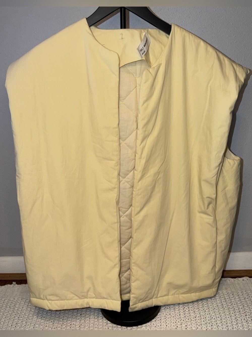 100% Cotton Self Contrast Oversized Butter Yellow Cream Vest Boxy One Size 100% Cotton Self Contrast Oversized Butter Yellow Cream Vest Boxy One Size