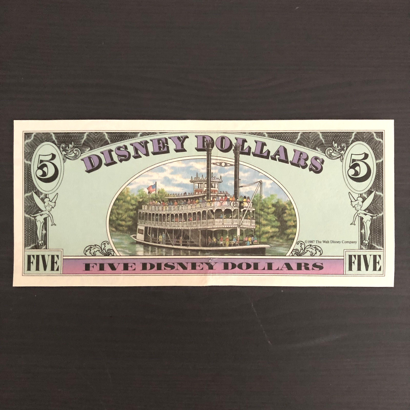 *** ULTRA RARE 1987 $5 Disney Dollar BACK PROOF, Mark Twain Riverboat *** *** ULTRA RARE 1987 $5 Disney Dollar BACK PROOF, Mark Twain Riverboat ***