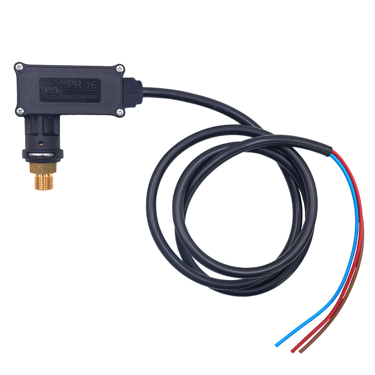 P.A. PR16: 1/4-in M Pressure Switch, 3650 psi, Black/Red/Blue