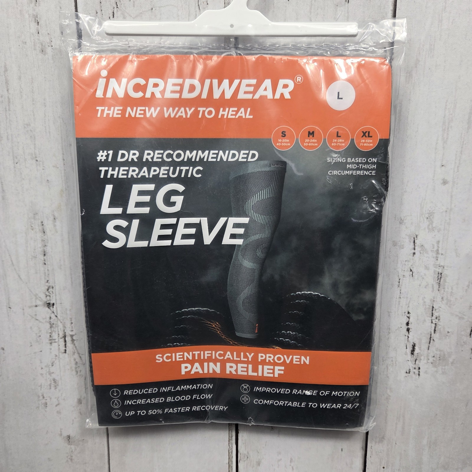 Incrediwear Leg Sleeve Size Large Charcoal Compression Sleeve - New Incrediwear Leg Sleeve Size Large Charcoal Compression Sleeve - New