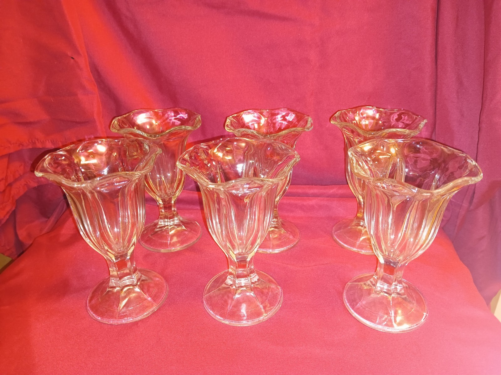 Set Of 6 Anchor Hocking Fountainware Clear Tulip Ice Cream Sundae Glasses 6 Set Of 6 Anchor Hocking Fountainware Clear Tulip Ice Cream Sundae Glasses 6