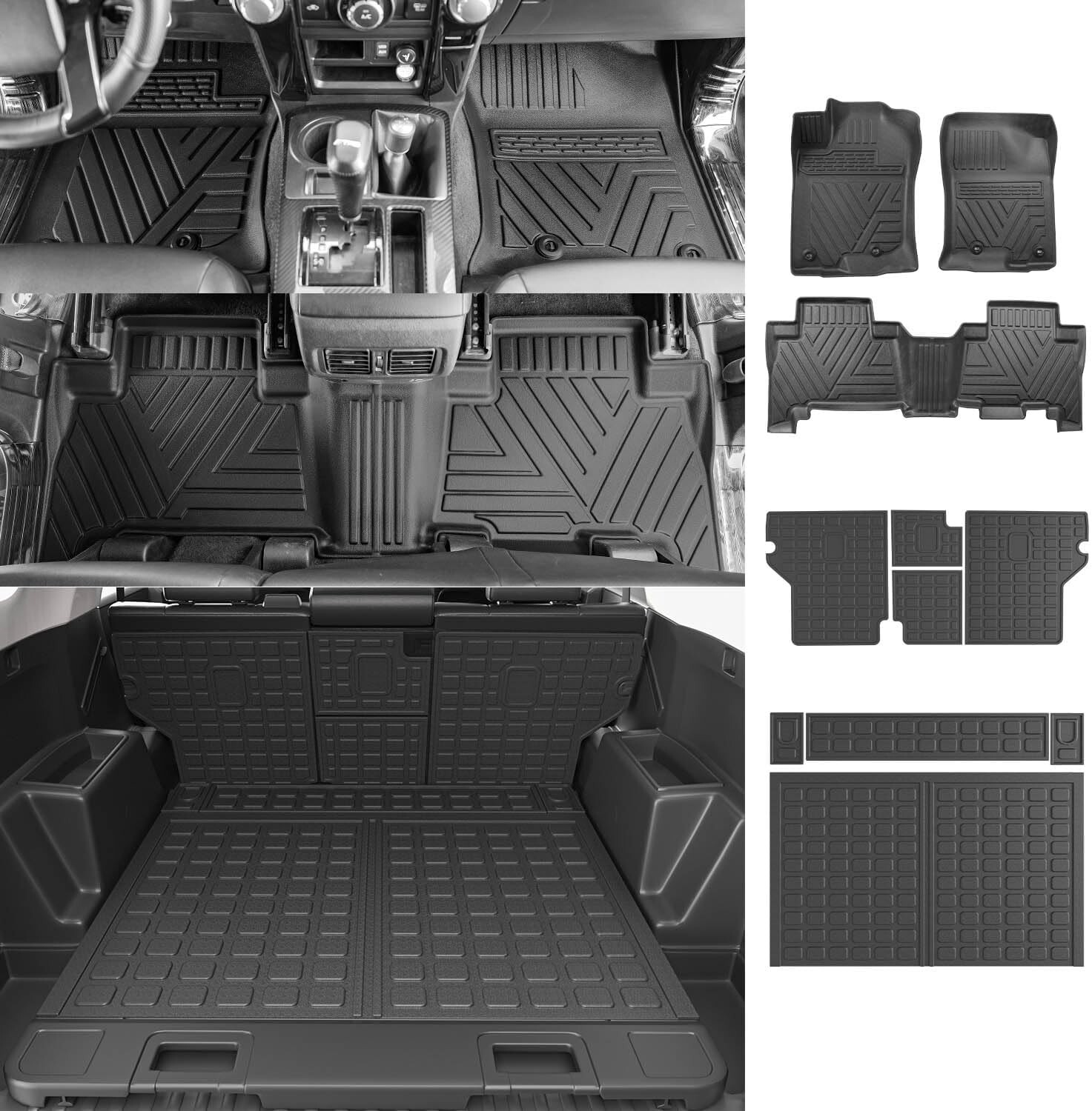 For 2010-2024 Toyota 4Runner Floor Mats Cargo Liners Trunk Mats(W/ Sliding Tray)