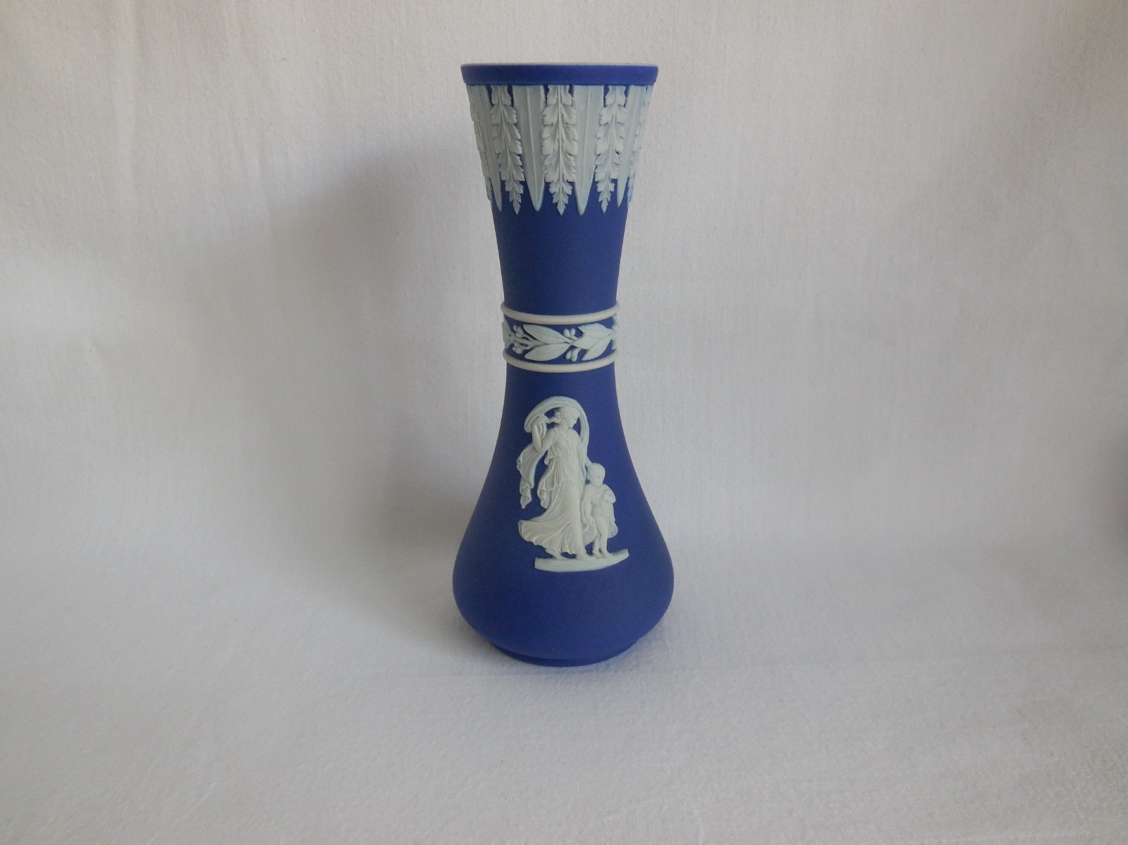 Antique Wedgwood (only) c1890 Cobalt Blue Dip Jasperware Vase With Chip Antique Wedgwood (only) c1890 Cobalt Blue Dip Jasperware Vase With Chip