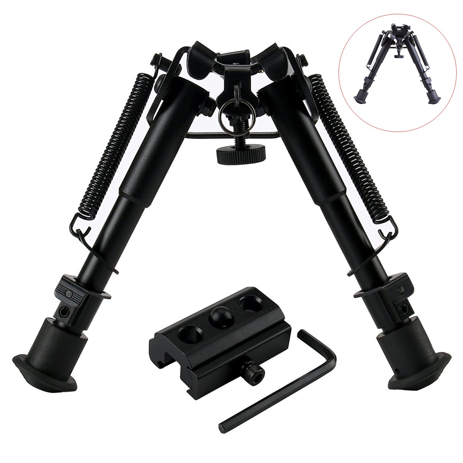 6-9\'\' Hunting Shockproof Rifle Bipod Spring Return +Picatinny Rail Mount Adapter 6-9\'\' Hunting Shockproof Rifle Bipod Spring Return +Picatinny Rail Mount Adapter