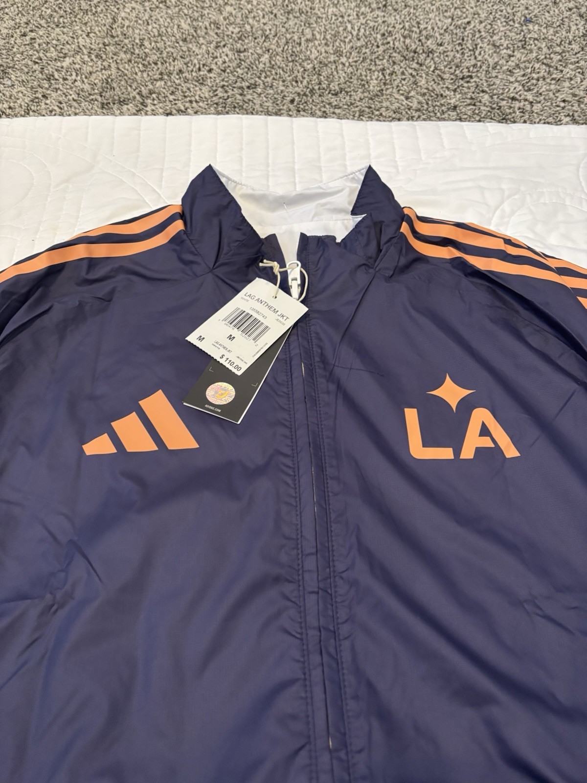 ADIDAS LOS ANGELES GALAXY MEDIUM ANTHEM REVERSIBLE JACKET NAVY LAG ATM NWT $110