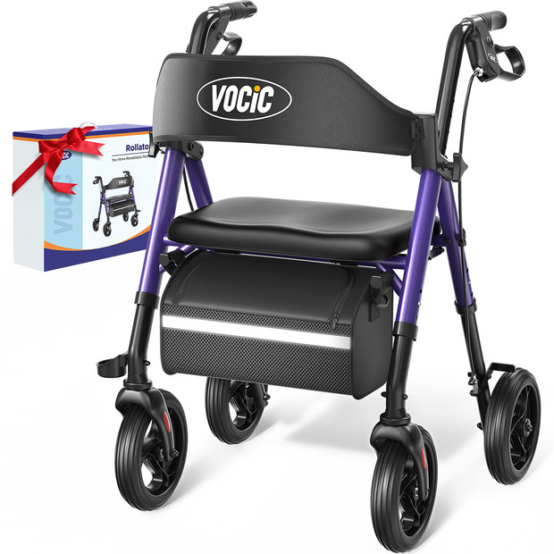 VOCIC Rollator Walker w/ Seat - 350lb Capacity, 8 VOCIC Rollator Walker w/ Seat - 350lb Capacity, 8