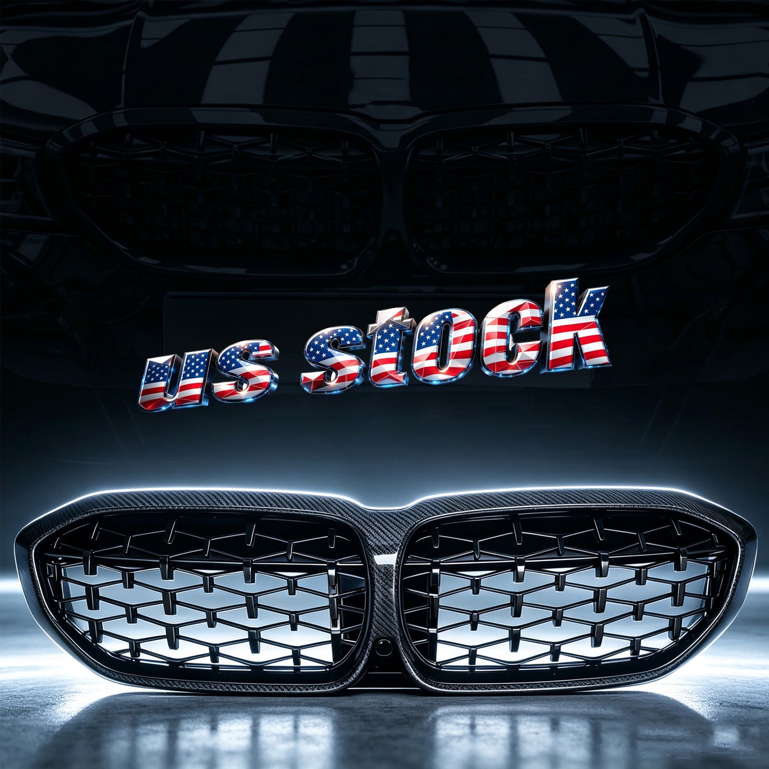 Black Carbon Front Kidney Diamond Grill Grille for 2019-2022 BMW G20 330i M340i Black Carbon Front Kidney Diamond Grill Grille for 2019-2022 BMW G20 330i M340i