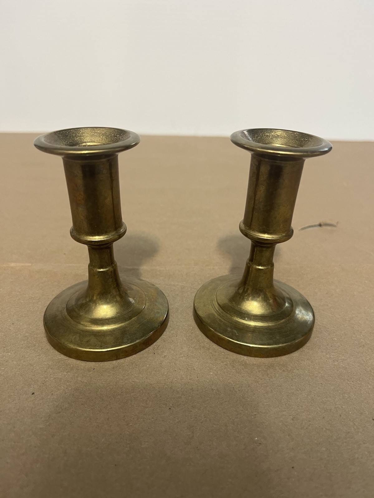 Vintage Pair Brass Candlestick Holders Italy 3.5” Taper Candle Holders