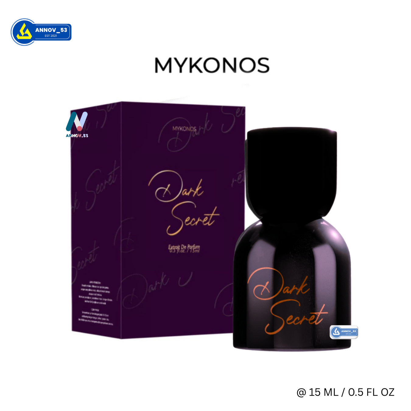 MYKONOS Dark Secret Extrait De Parfume Unisex Long Lasting Fragrance 15ml