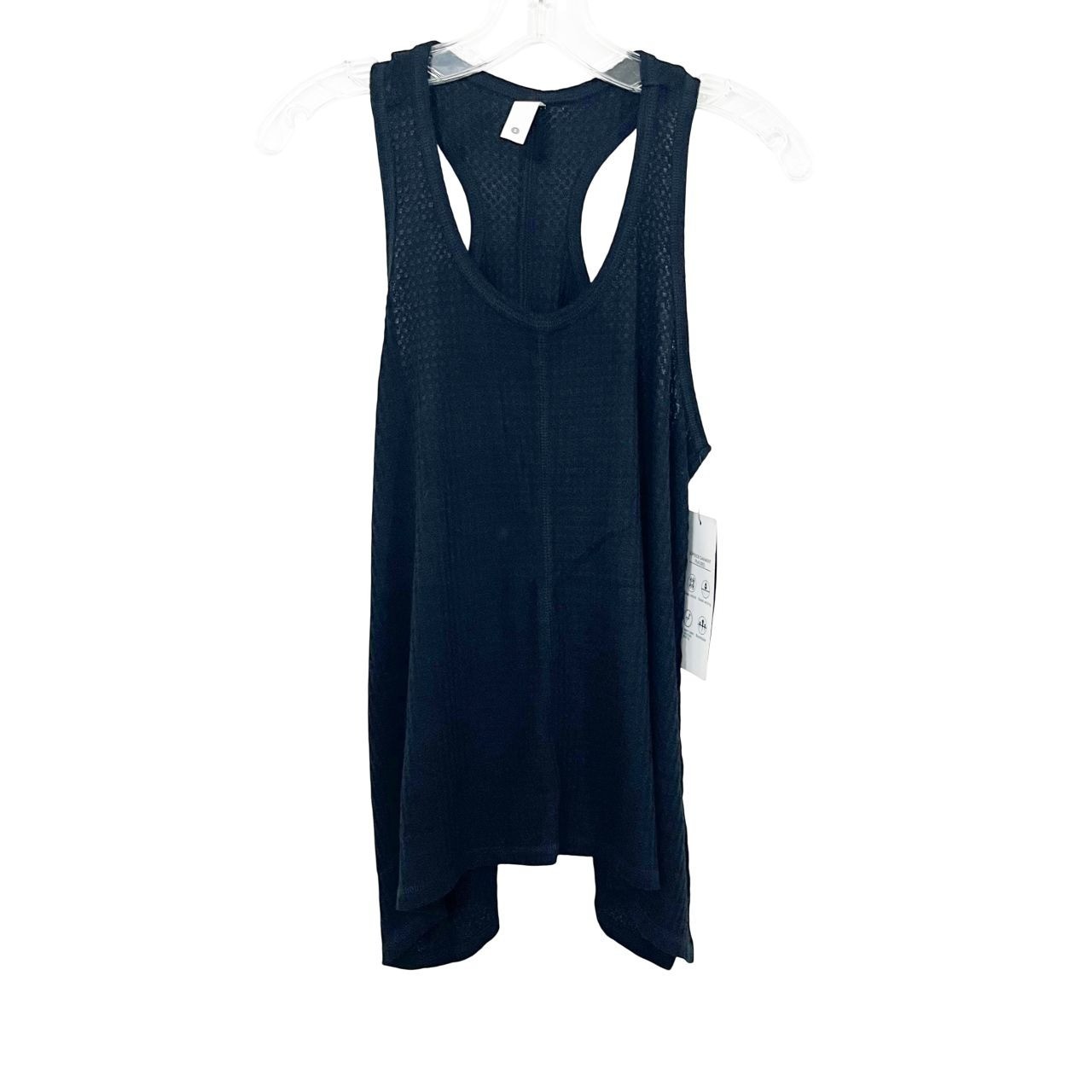 NEW Glyder Black Waffle Knit Asymmetrical Hem Tank Top Racerback Size Small NEW Glyder Black Waffle Knit Asymmetrical Hem Tank Top Racerback Size Small