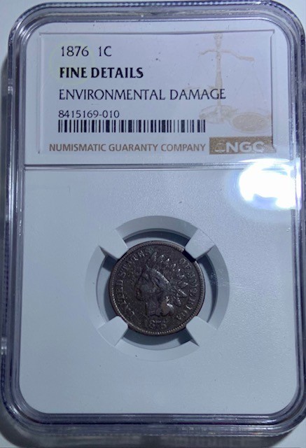 1876 Indian Head Cent NGC Fine Details - Obverse Hints of Erosion, Great Date 1876 Indian Head Cent NGC Fine Details - Obverse Hints of Erosion, Great Date