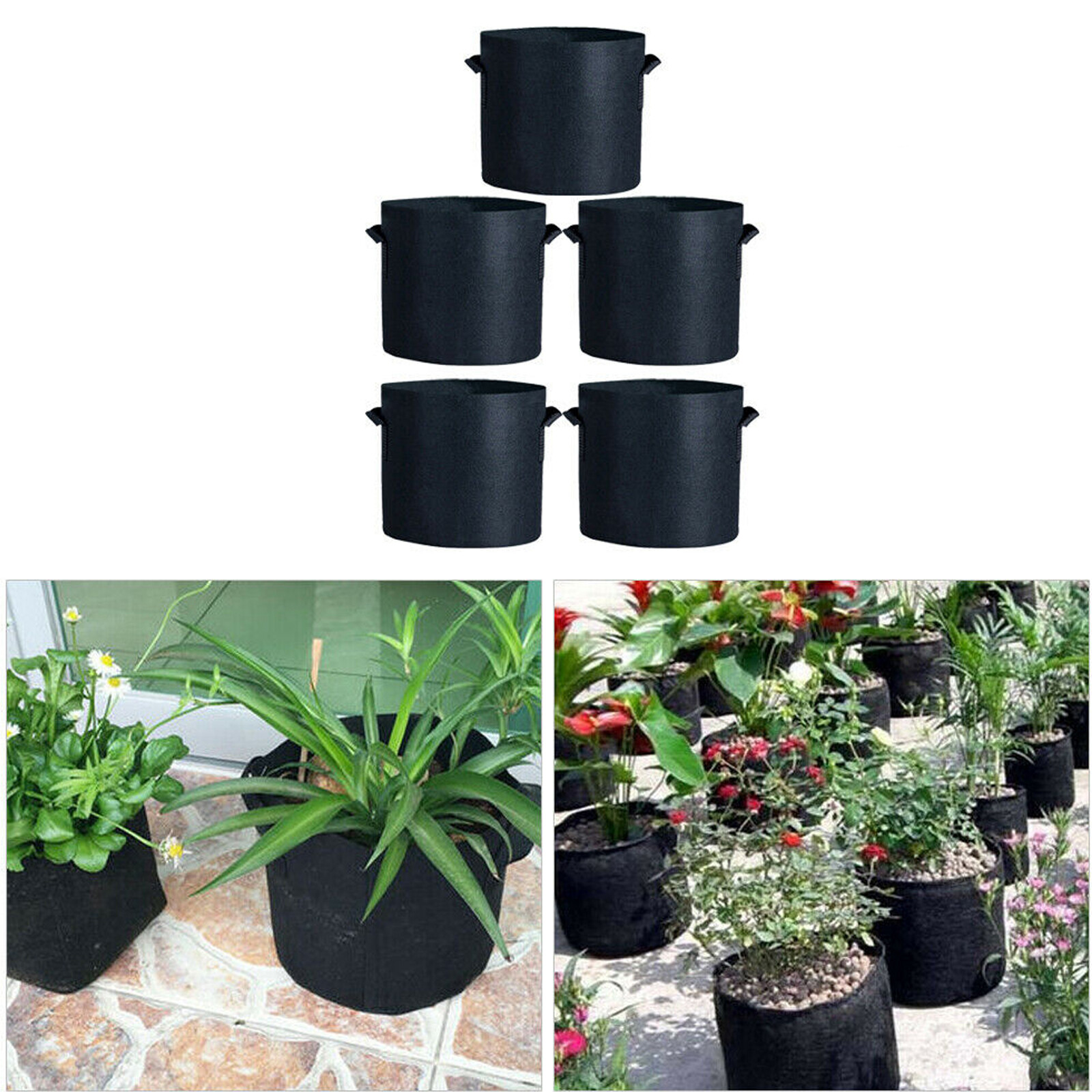 5PCS Plants Grow Bags Vegetable Fruit Flower Growing Bags 1/2/3/5/7/10/15 Gallon