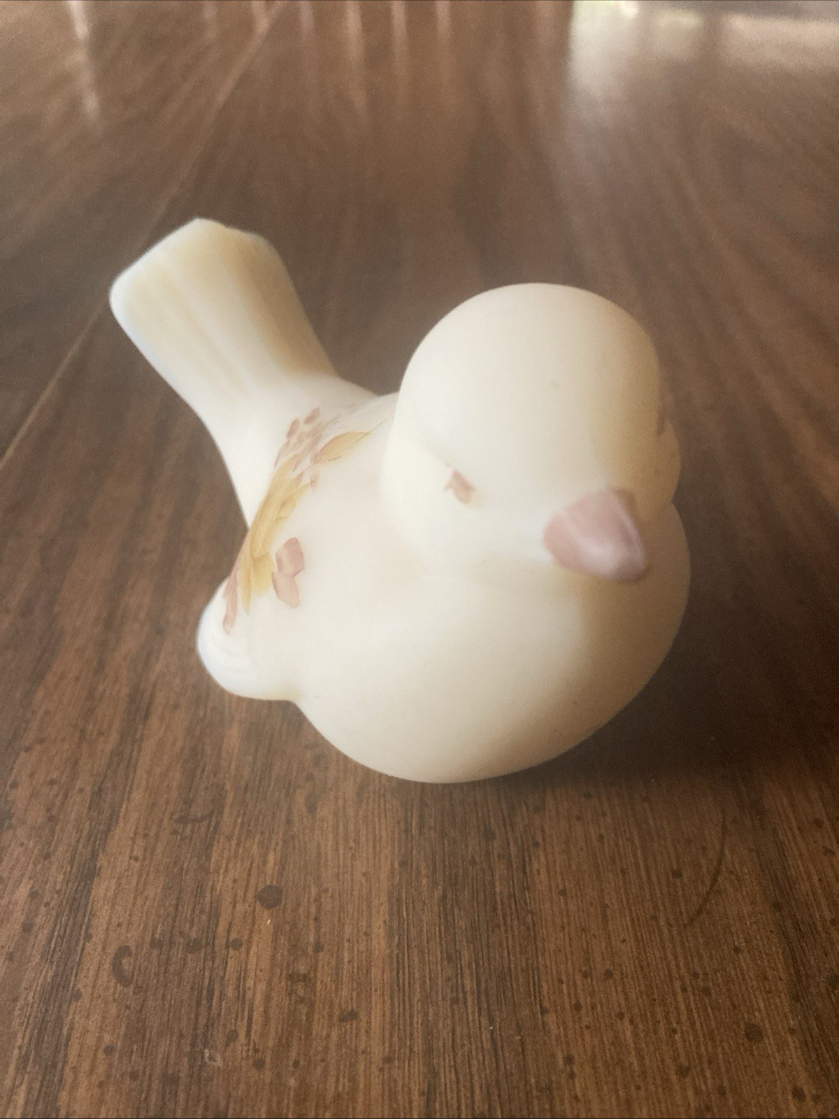 Vtg Fenton Bird Of Happiness Satin Custard Glass Debra C Hill “chocolate Roses”