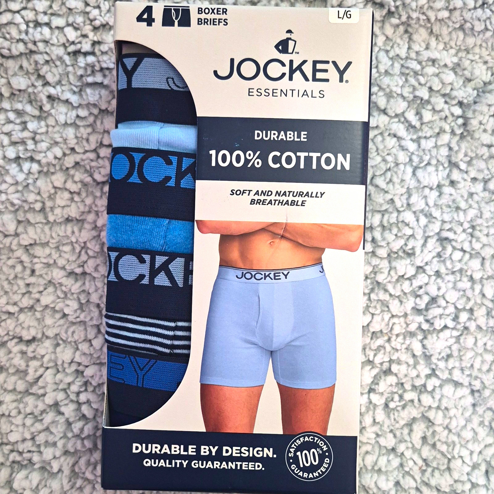 Jockey Essentials Men\'s Cotton Boxer Briefs 4-Pack L Breathable Jockey Essentials Men\'s Cotton Boxer Briefs 4-Pack L Breathable